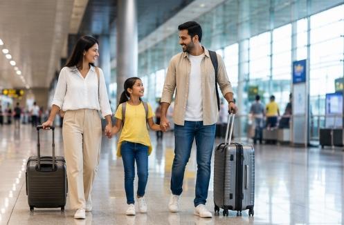 Family at airport