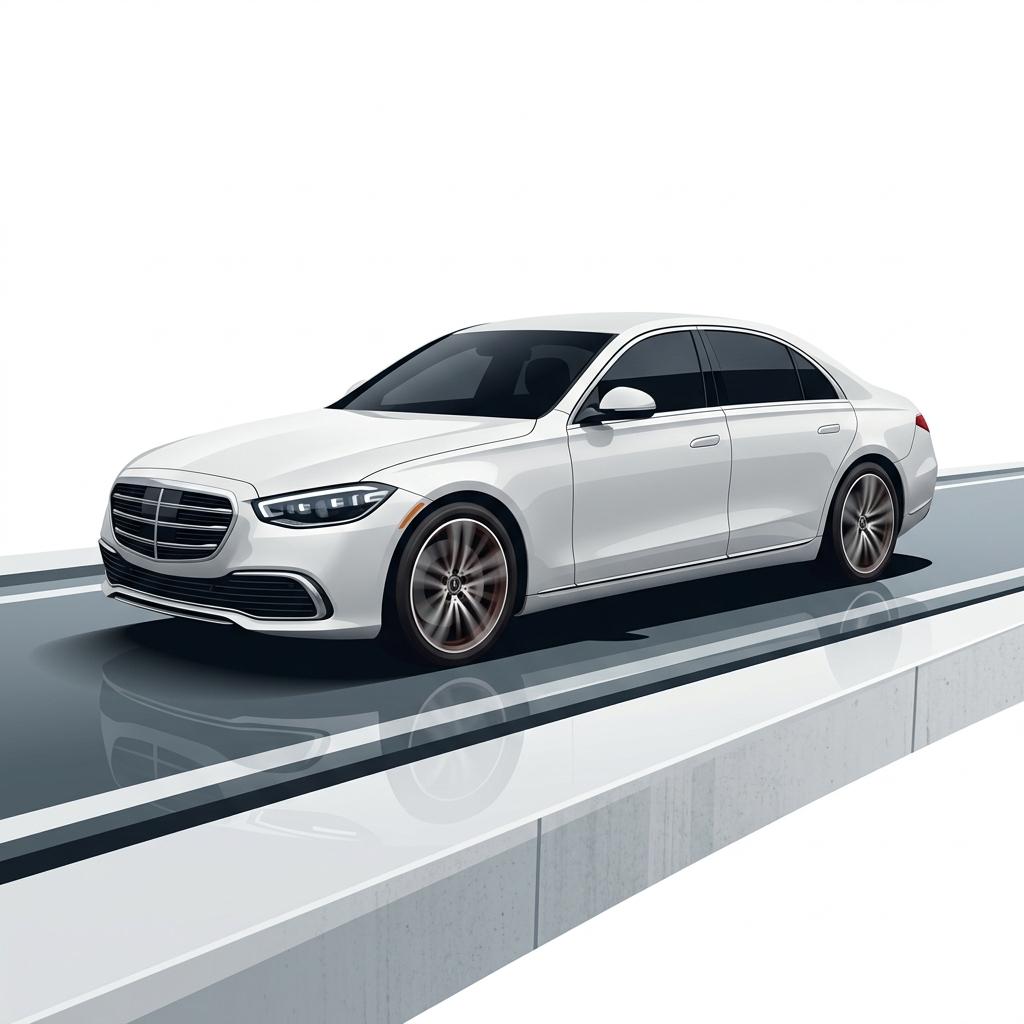 Premium white cab on stylized road